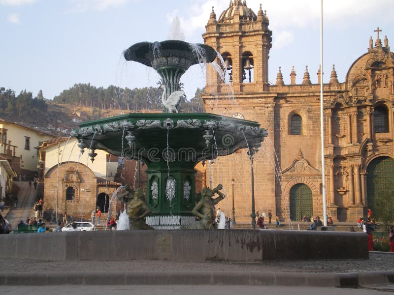 Cuzco fontanny Peru plac