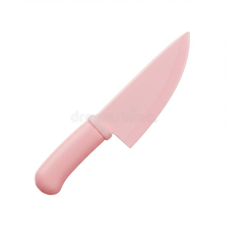 Cuțit de bucătărie din plastic roz pe fundal alb stock illustration
