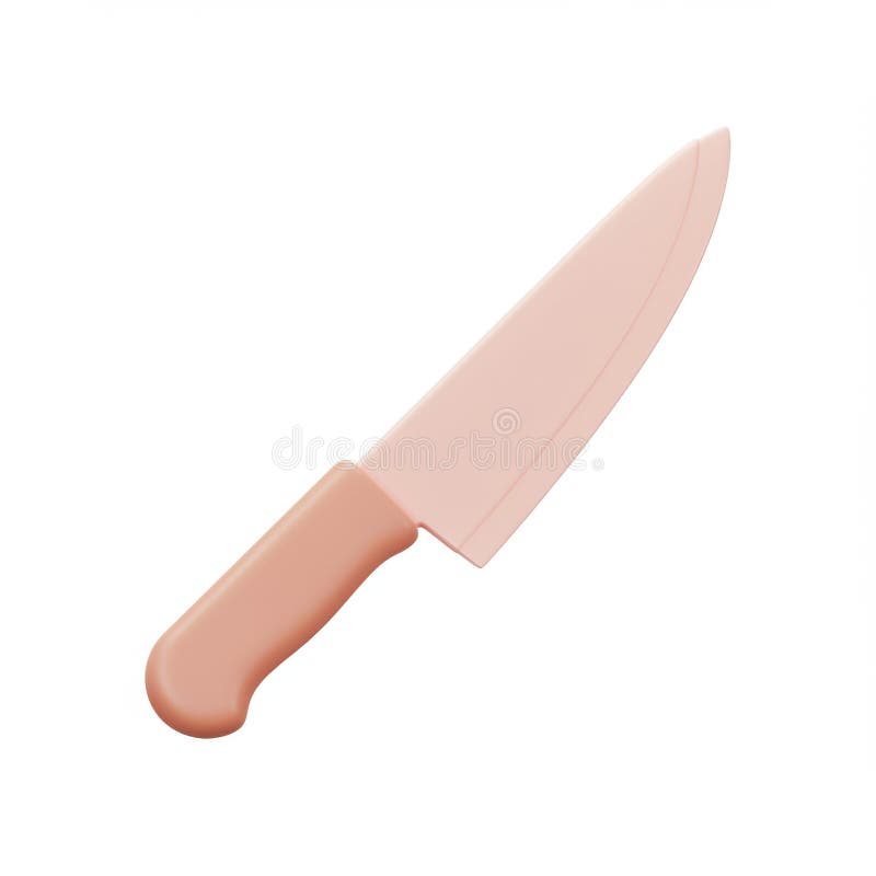 Cuțit de bucătărie din plastic roz pe fundal alb vector illustration