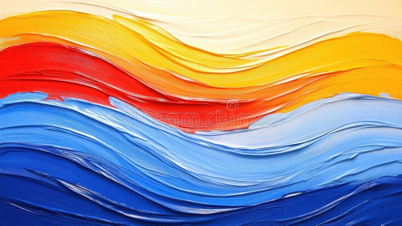 Cuțit de paletă Valuri abstracte texturate pictură în nuanțe calde până la reci stock image