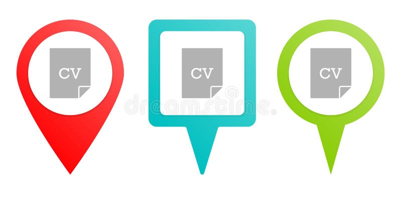 Cv, pin icon. Multicolor pin vector icon, diferent type map and navigation point vector illustration