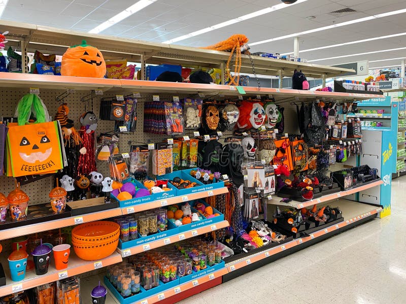 CVS Store Aisle with Halloween Decorations and Products Editorial Stock