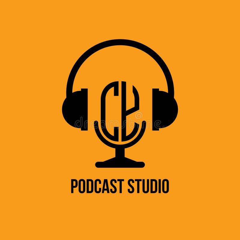 Cy monogram hoofdtelefoon en microfoonstijl royalty-vrije illustratie