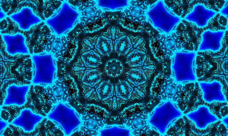 Cyan indigo and black Hypnotic Kaleidoscope Background royalty free illustration