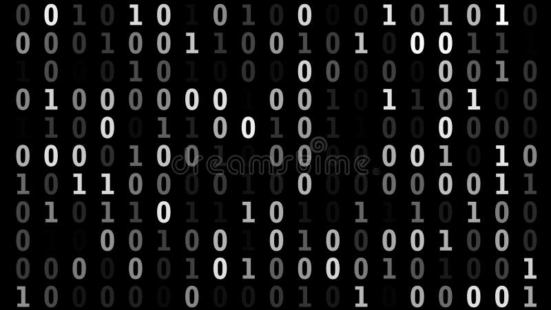 Cyber attack on black binary programming, digital technology, and importance of cyber security in world of computer programming stock illustration