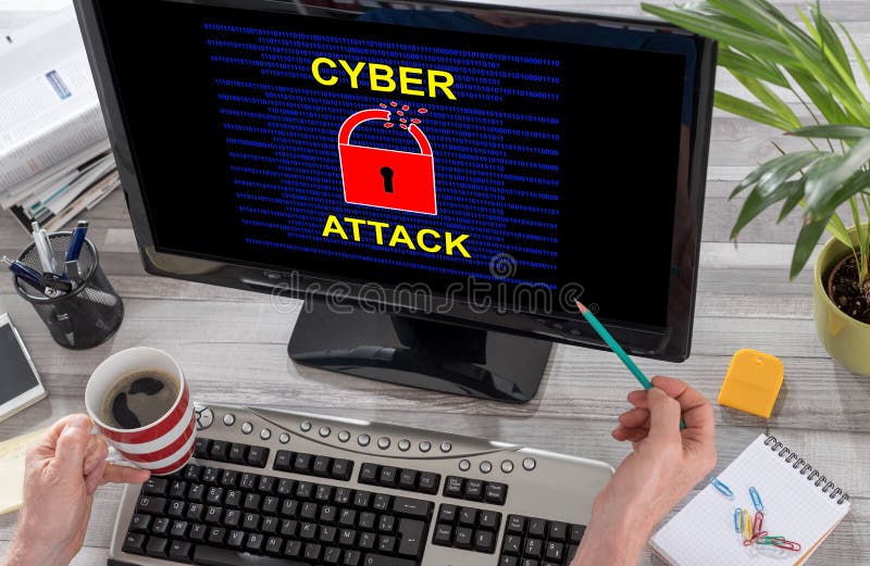 Cyber attack concept on a computer screen. Digital system concept stock images, royalty-free photos and pictures