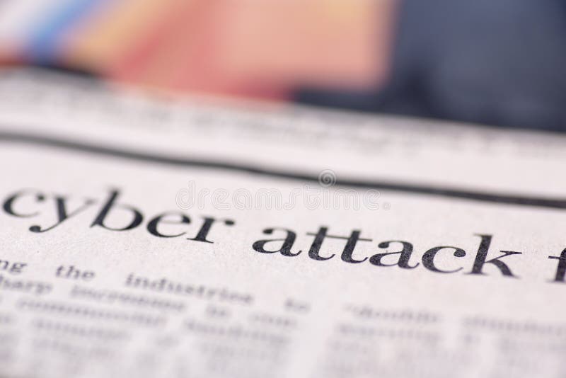 Cyber attacco scritto giornale, poco profondo, dof, giornale vero e proprio.