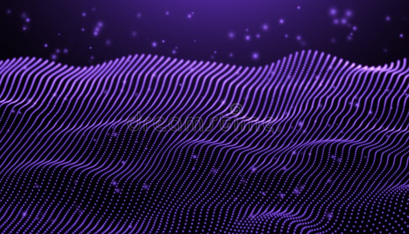Cyber Big Data Flow Particles Bokeh. Concept of AI Artificial Intelligence. Science Technology Presentation Vector stock illustration
