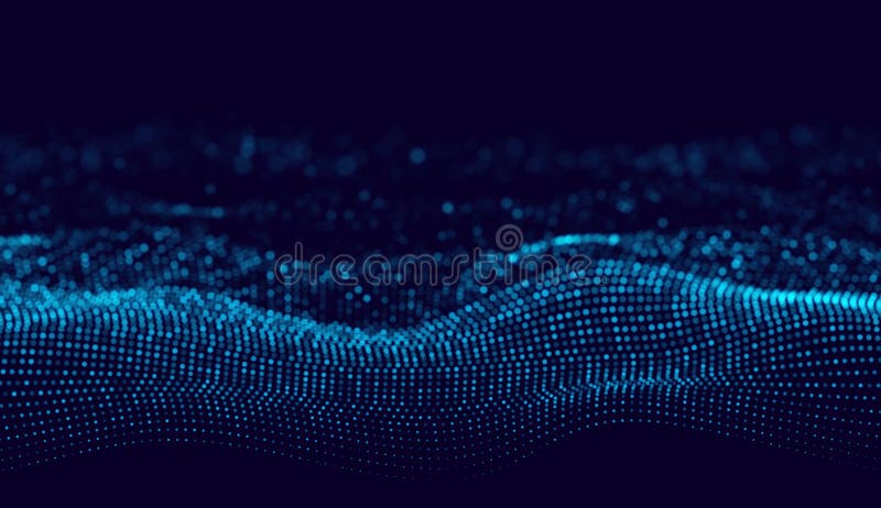Cyber Big Data Flow Particles Bokeh. Concept of AI Artificial Intelligence Technology Machine Deep Learning. Digital Communication vector illustration