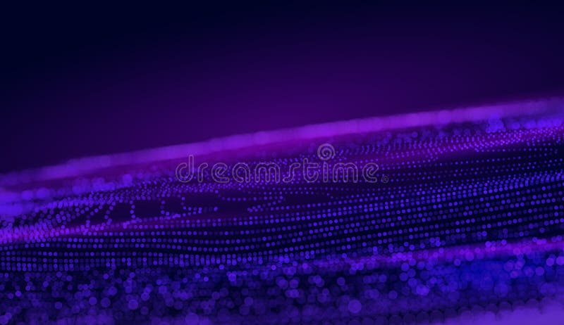 Cyber Big Data Flow Particles Bokeh. Digital Neural Network. Concept of AI Artificial Intelligence Technology. Digital stock illustration