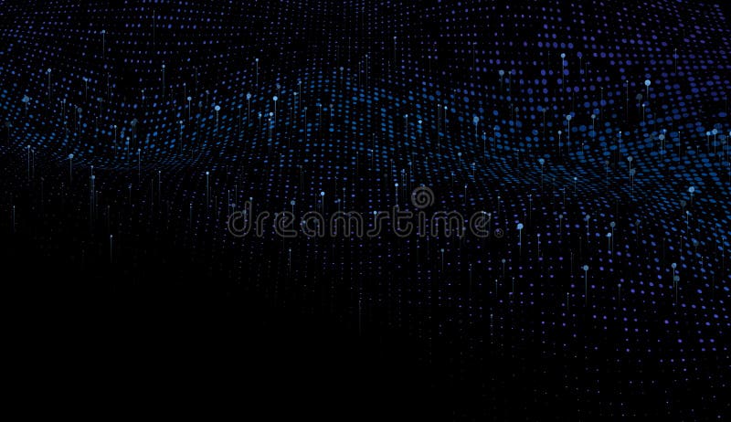 Cyber Big Data Flow Particles Bokeh. Digital Neural Network. Concept of AI Artificial Intelligence Technology Digital royalty free illustration