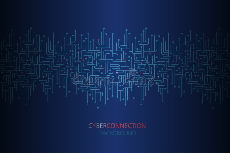 Cyber connection background with electronic circuit seamless border. royalty free illustration