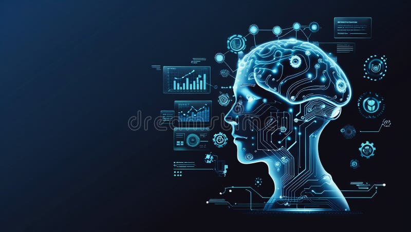 Cyber innovation and hi tech artificial intelligence in futuristic technology banners design vector illustration