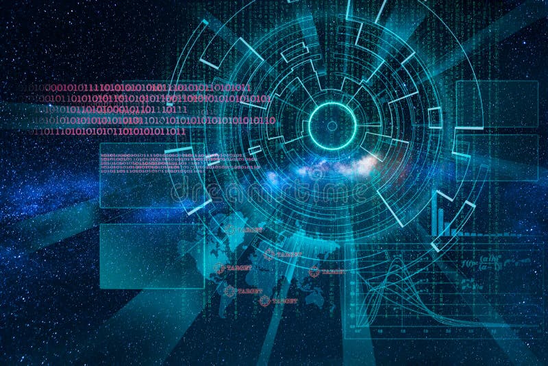 Cyber laser target on milky way background stock photo Cyber laser target on milky way background stock photo