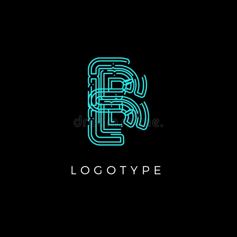 Cyber letter B for digital technology logo concept. Contour circuit style monogram for artificial intelligence product vector illustration