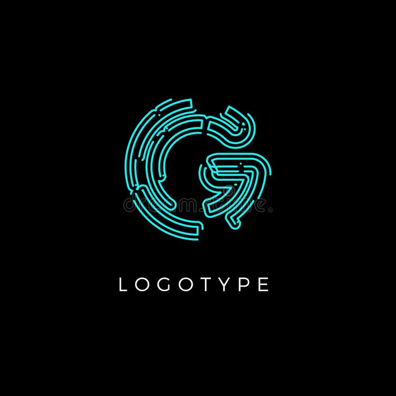Cyber letter G for digital technology logo concept. Contour circuit style monogram for artificial intelligence product royalty free illustration