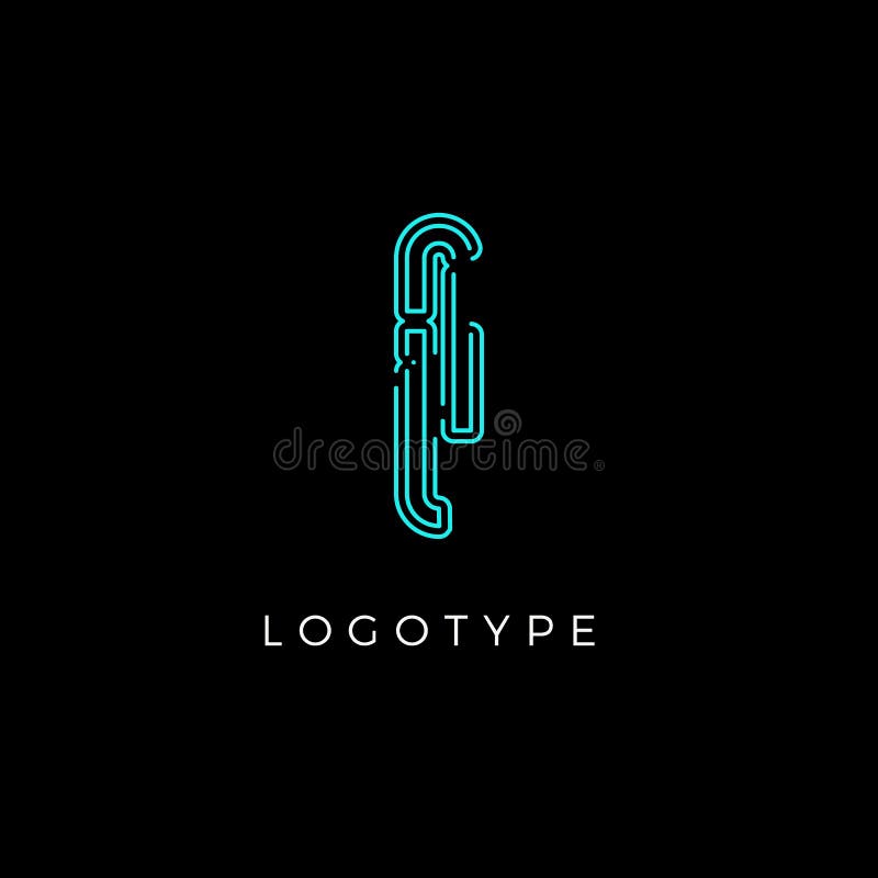 Cyber letter I for digital technology logo concept. Contour circuit style monogram for artificial intelligence product royalty free illustration