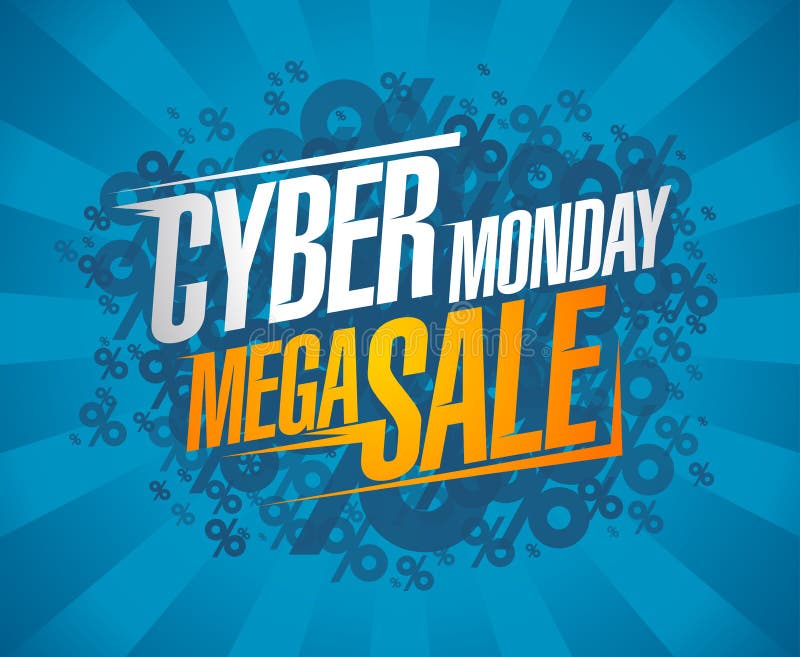 Cyber monday mega sale, clearance discounts poster royalty free illustration Cyber monday mega sale, clearance discounts poster royalty free illustration