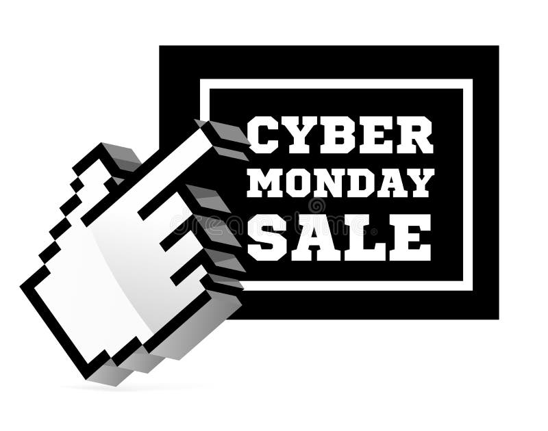 Cyber Monday sale with computer 3D cursor pointer stock illustration Cyber Monday sale with computer 3D cursor pointer stock illustration