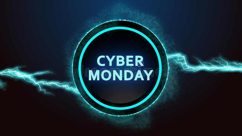 Cyber Monday Button mit Rauch und Blitzen. Werbeanzeige für Rabattverkäufe in Online-Shops vektor abbildung