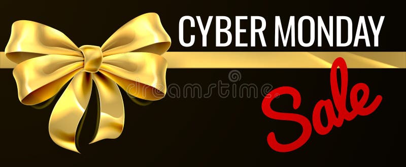 Cyber Monday Sale Gold Geschenkband-Design vektor abbildung