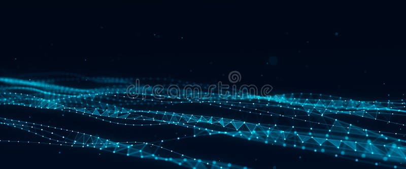 Cyber network connection background. Abstract connecting dots and lines. Molecular background with DNA. Big data visualization. 3d vector illustration