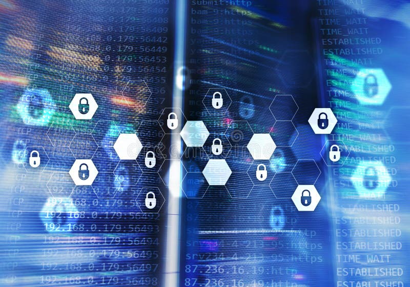 Cyber ochrona, dane ochrona, ewidencyjna prywatność Interneta i technologii pojęcie royalty ilustracja