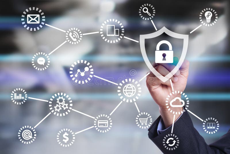 Cyber ochrona, dane ochrona, ewidencyjny bezpieczeństwo Internetowy technologii pojęcie