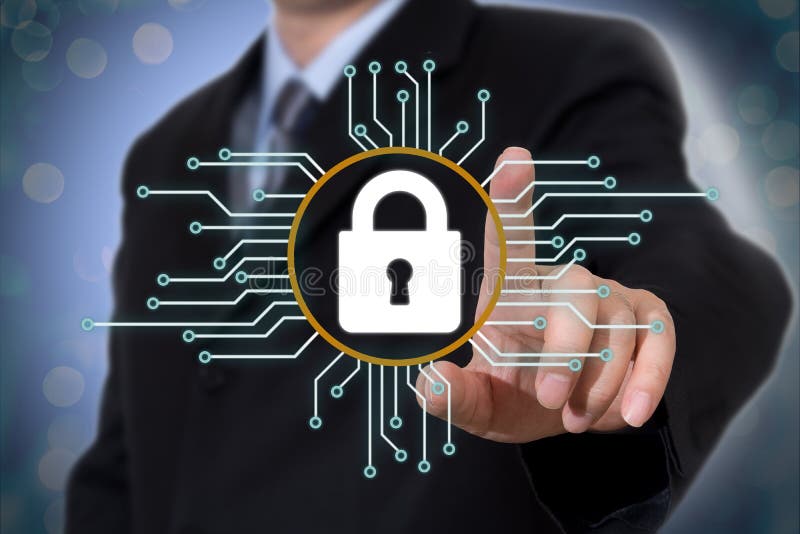 Cyber ochrony pojęcie na wirtualnym ekranie zdjęcie royalty free Cyber ochrony pojęcie na wirtualnym ekranie zdjęcie royalty free