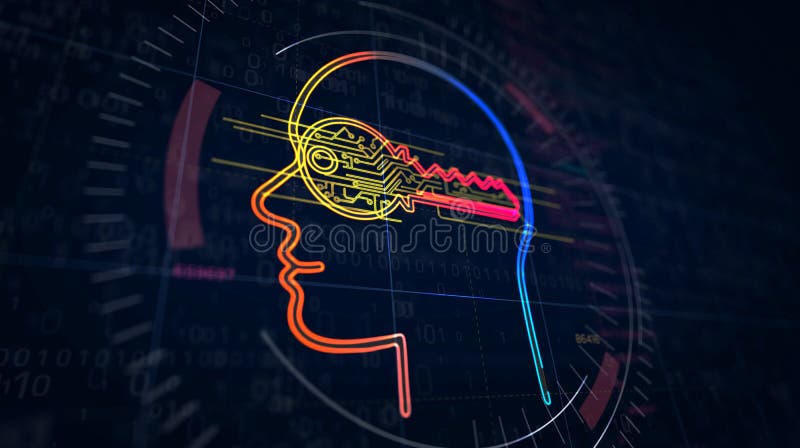 Cyber privacy in cyberspace futuristic sketch vector illustration