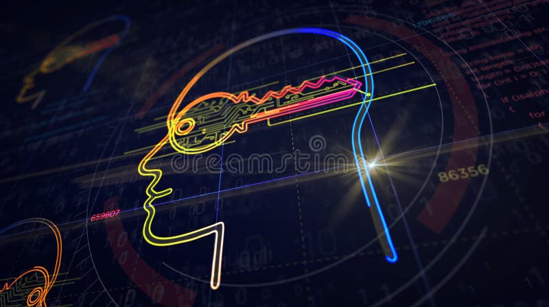 Cyber privacy in cyberspace futuristic sketch royalty free illustration