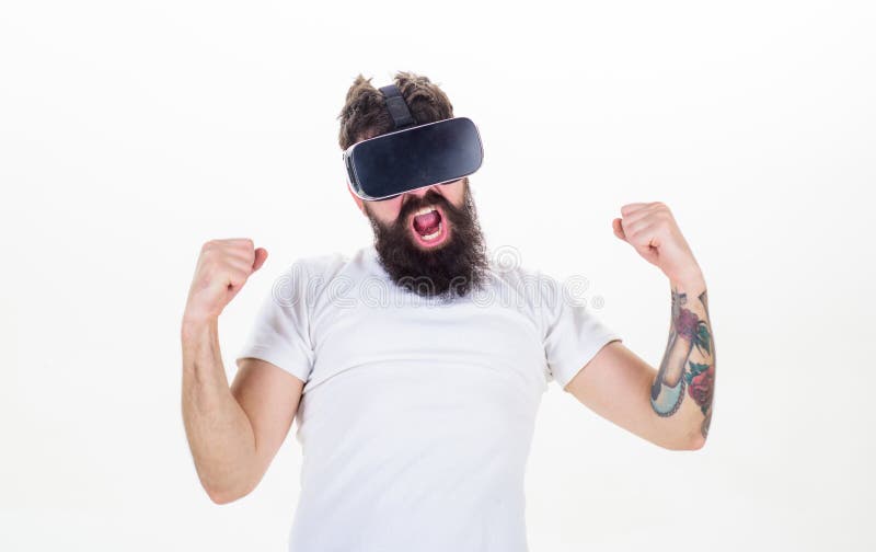 Cyber rzeczywisto?ci gry poj?cie Wygrywa wirtualnego konkursu faceta z g?owa wspinaj?c? si? pokazu antrakta rzeczywisto?ci? wirtu fotografia stock Cyber rzeczywisto?ci gry poj?cie Wygrywa wirtualnego konkursu faceta z g?owa wspinaj?c? si? pokazu antrakta rzeczywisto?ci? wirtu fotografia stock