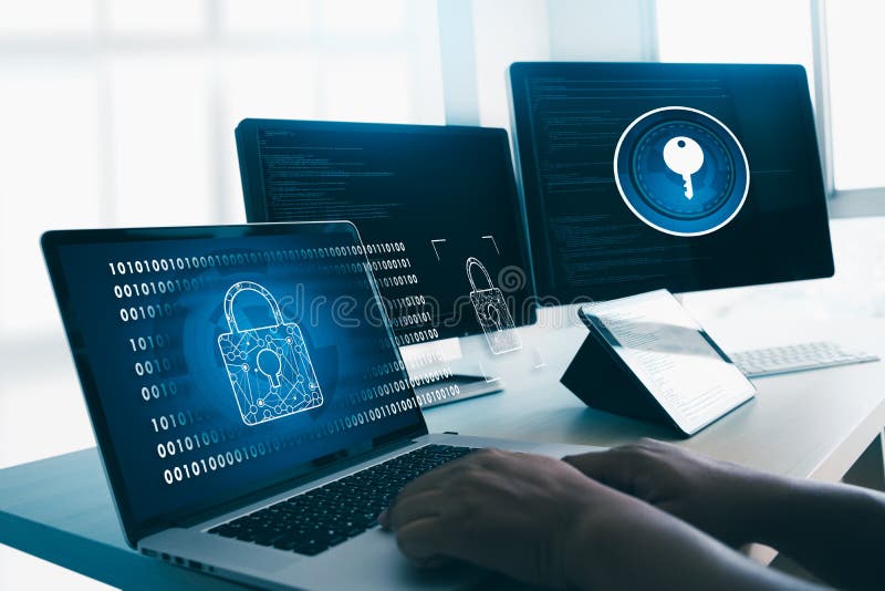 CYBER SECURITY Business technology secure Firewall Antivirus Ale royalty free stock photography