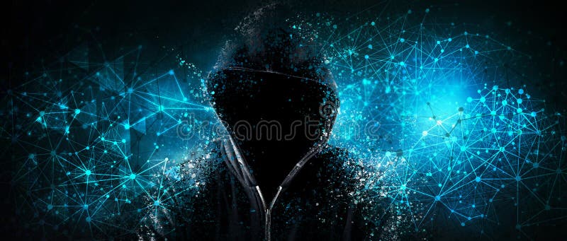 Cyber security, computer hacker with hoodie