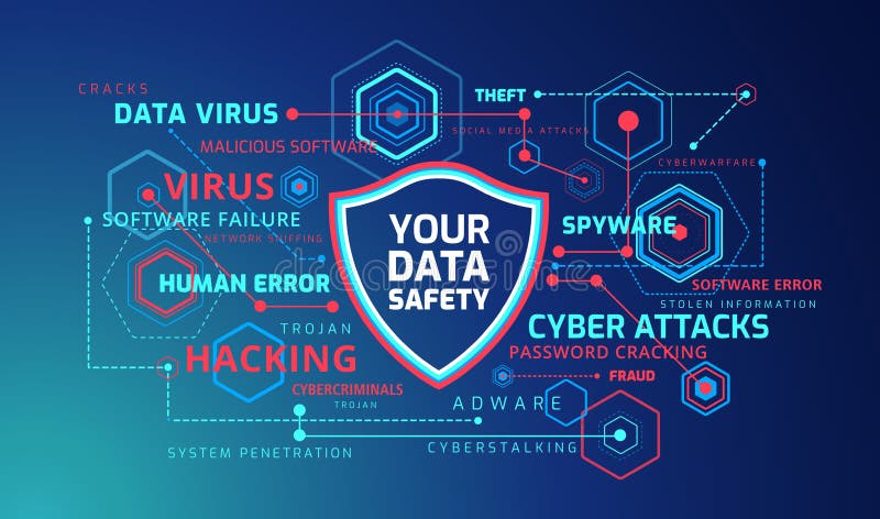 Cyber security concept infographics - technology vector background royalty free illustration