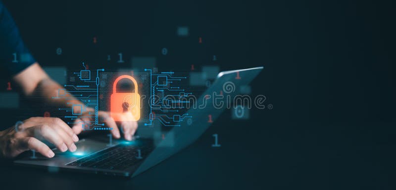 Cyber security concept, Login, User, Identification information security and encryption, Screen padlock, Security password login royalty free stock image