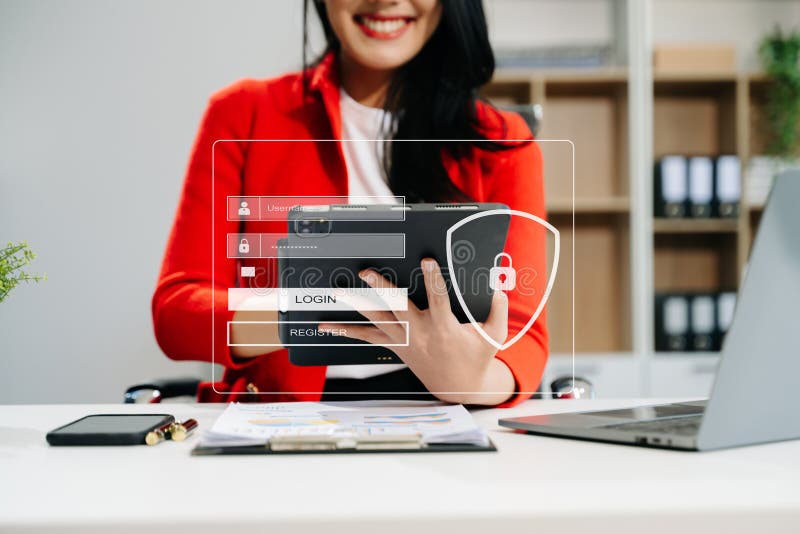 Cyber security concept, Login, User, identification information security and encryption, secure access to user's personal stock images