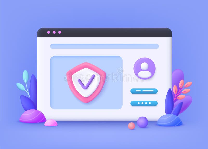 Cyber security concept, protecting data and confidentiality. 3d vector illustration vector illustration
