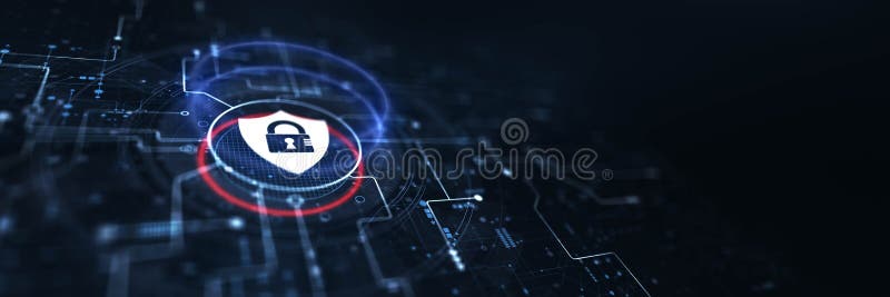 Cyber Security Concept: Protecting Information and Systems from Digital Threats stock illustration