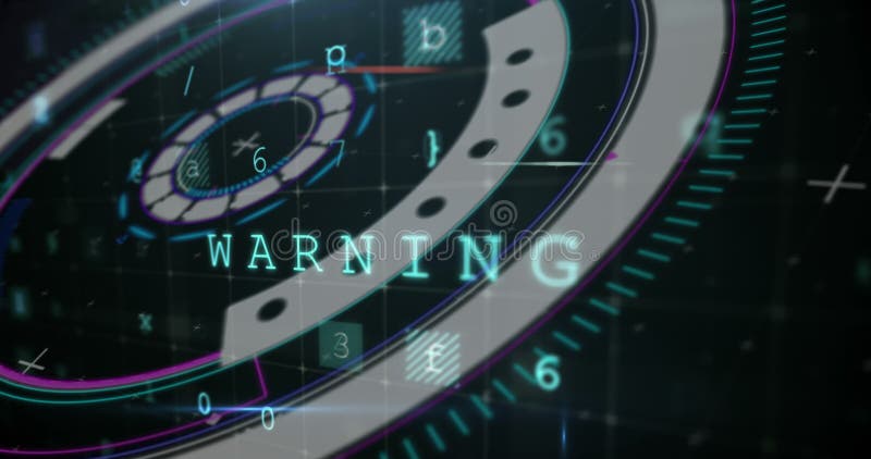 Cyber security concept texts and data processing against round scanner on black background royalty free illustration