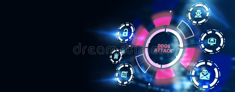 Cyber security data protection business technology privacy concept. 3d illustration. Ddos attack stock illustration