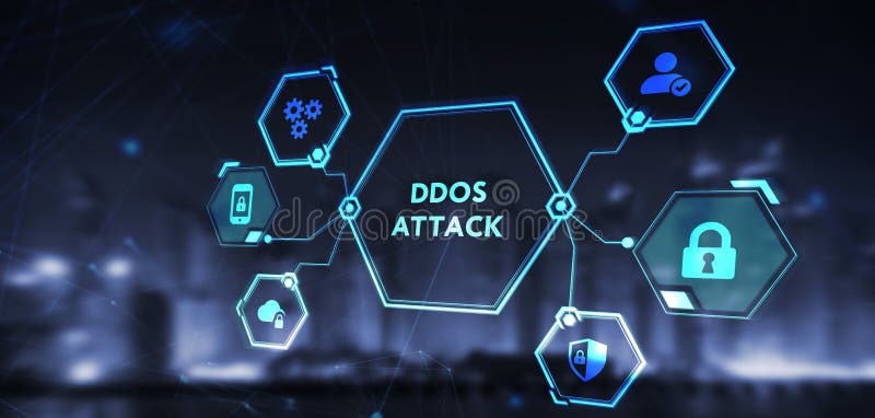 Cyber security data protection business technology privacy concept. Ddos attack