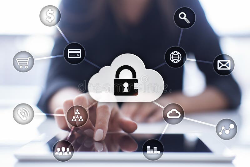 Securitatea informatică în materie de protecție a datelor și de criptare. tehnologia internetului și conceptul de întreprindere. stock images