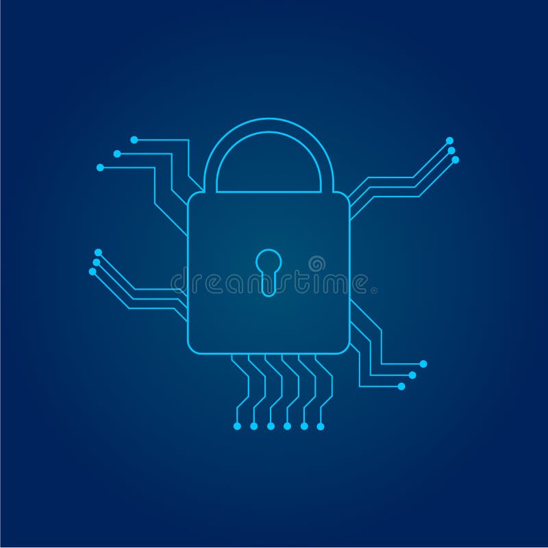 Cyber Security Designon Blue Background Stock Vector - Illustration of