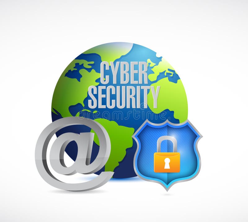 Cyber security globe and shield royalty free stock image