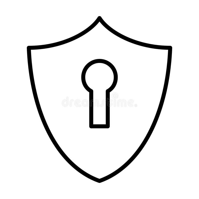 Cyber security icon shield with keyhole icon concept of data protection from black lines on white background. Vector illustration stock illustration