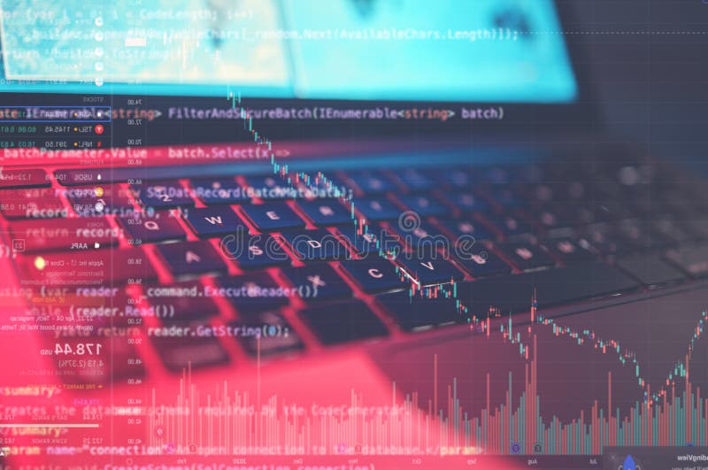 Cyber security, laptop and software malware, algorithm error and programming mistake, script fail or code glitch. HTML stock photography