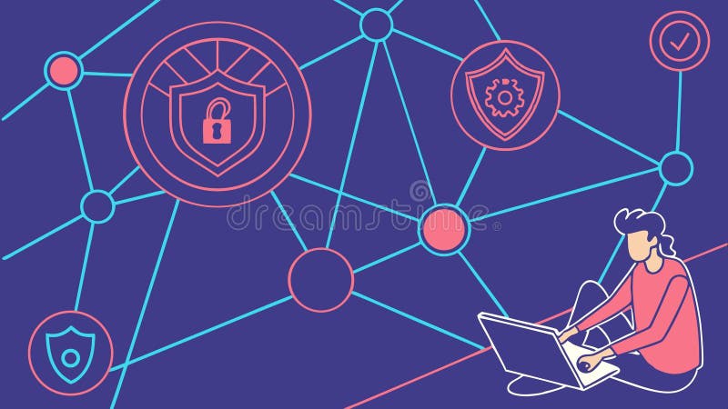 Cyber security network, data protection and digital safety vector design Generative AI vector illustration