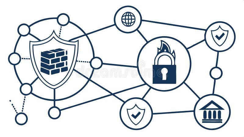 Cyber security network, data protection, security system, digital security, network security, cyber tech vector design Generative royalty free illustration