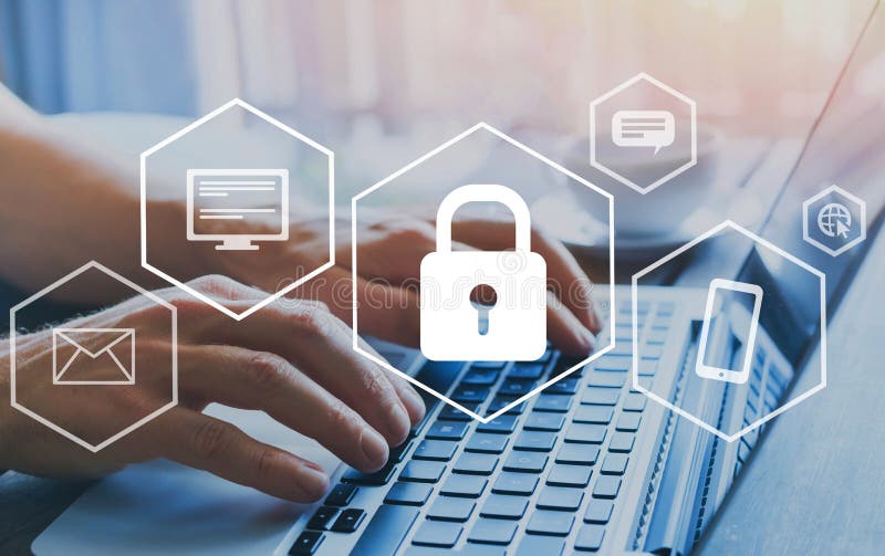 Cyber security online, cybersecurity concept on internet stock photos